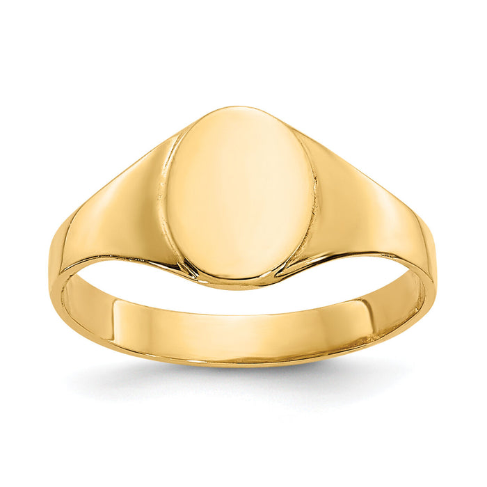 14k High Polished Oval Closed Back Baby Signet Ring-K3851