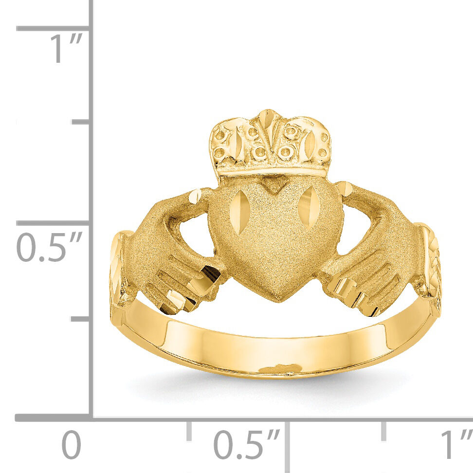14K Diamond-cut Claddagh Ring-K3856