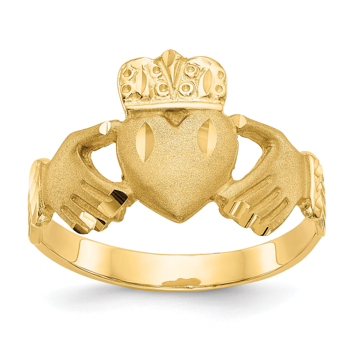 14K Diamond-cut Claddagh Ring-K3856