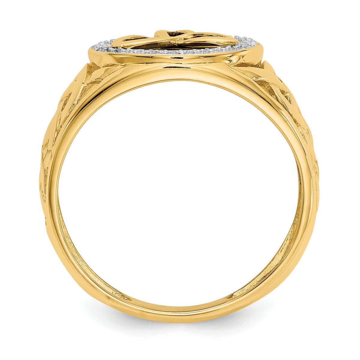 14k and Rhodium Onyx Diamond Trinity Ring-K3857