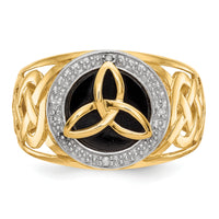 14k and Rhodium Onyx Diamond Trinity Ring-K3857