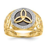 14k and Rhodium Onyx Diamond Trinity Ring-K3857