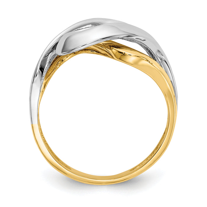 14K Two-Tone Swirl Ring-K3858