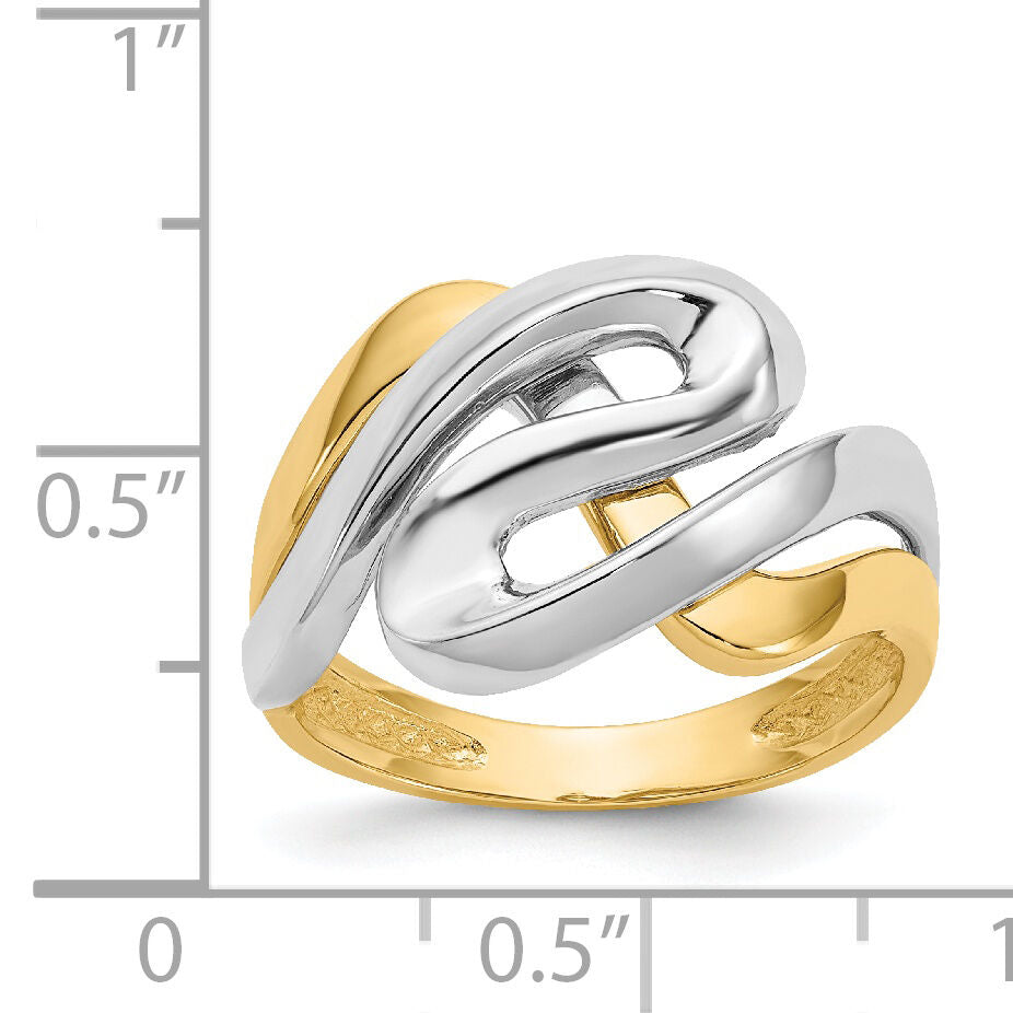 14K Two-Tone Swirl Ring-K3858