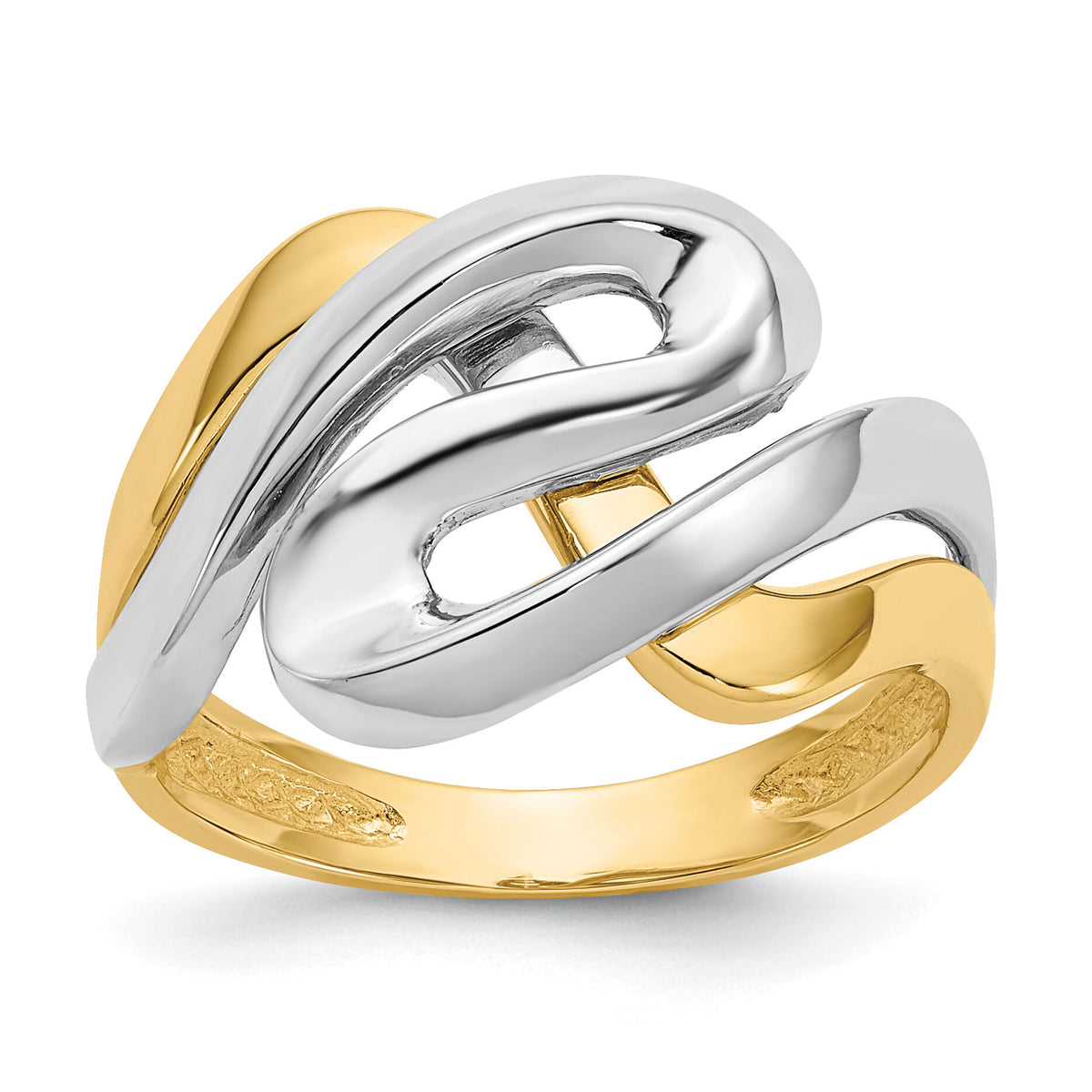 14K Two-Tone Swirl Ring-K3858