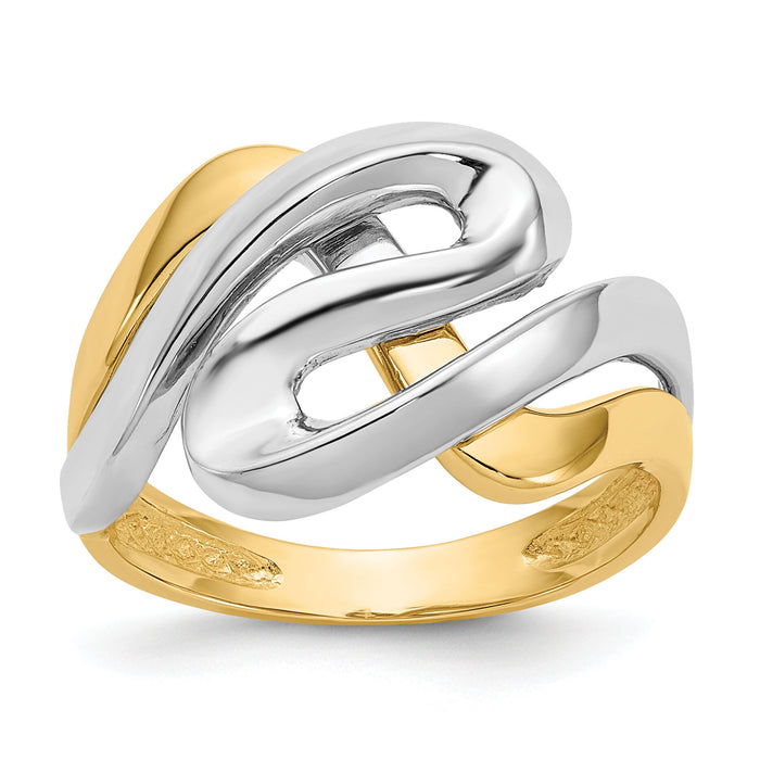14K Two-Tone Swirl Ring-K3858