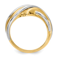 14k Two-tone Wave Ring-K3859