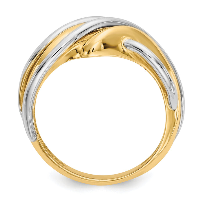 14k Two-tone Wave Ring-K3859
