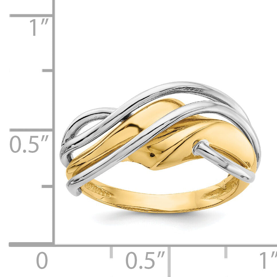 14k Two-tone Wave Ring-K3859