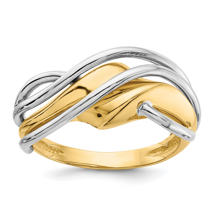 14k Two-tone Wave Ring-K3859