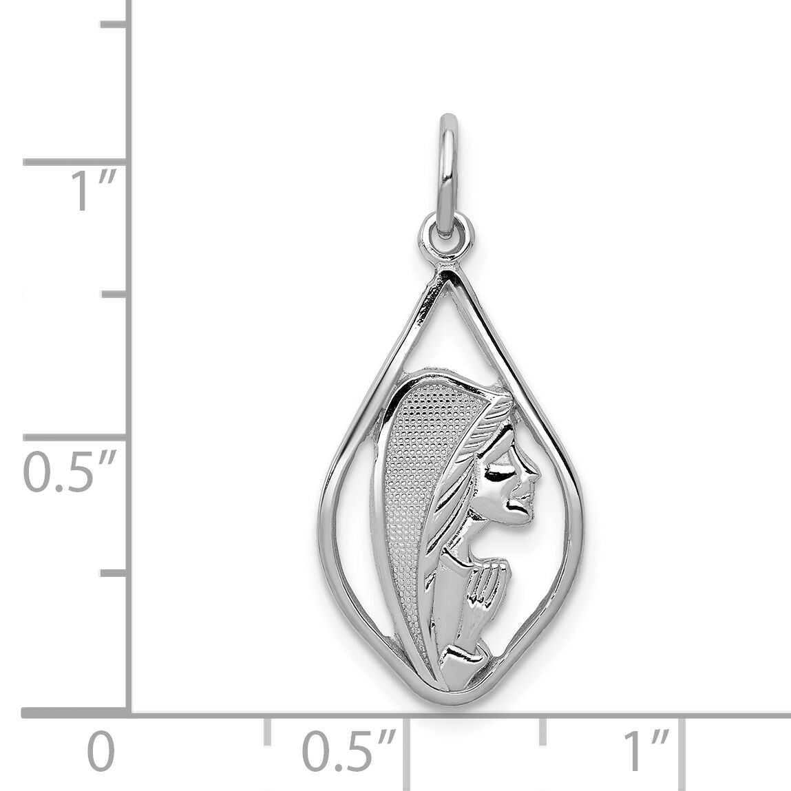 14k White Gold Mary Blessed Virgin Charm-K387
