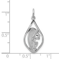 14k White Gold Mary Blessed Virgin Charm-K387