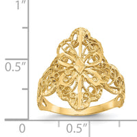 14K Diamond Cut Filigree Ring-K3880
