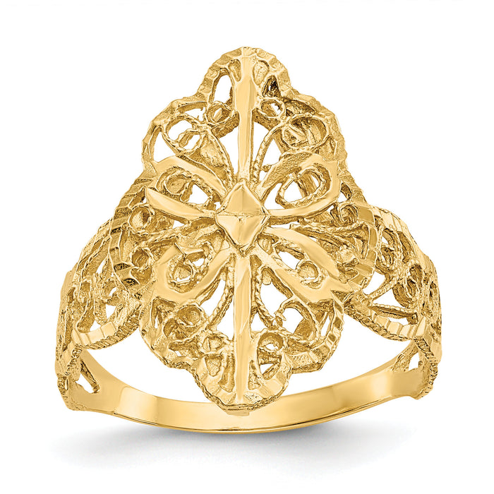 14K Diamond Cut Filigree Ring-K3880