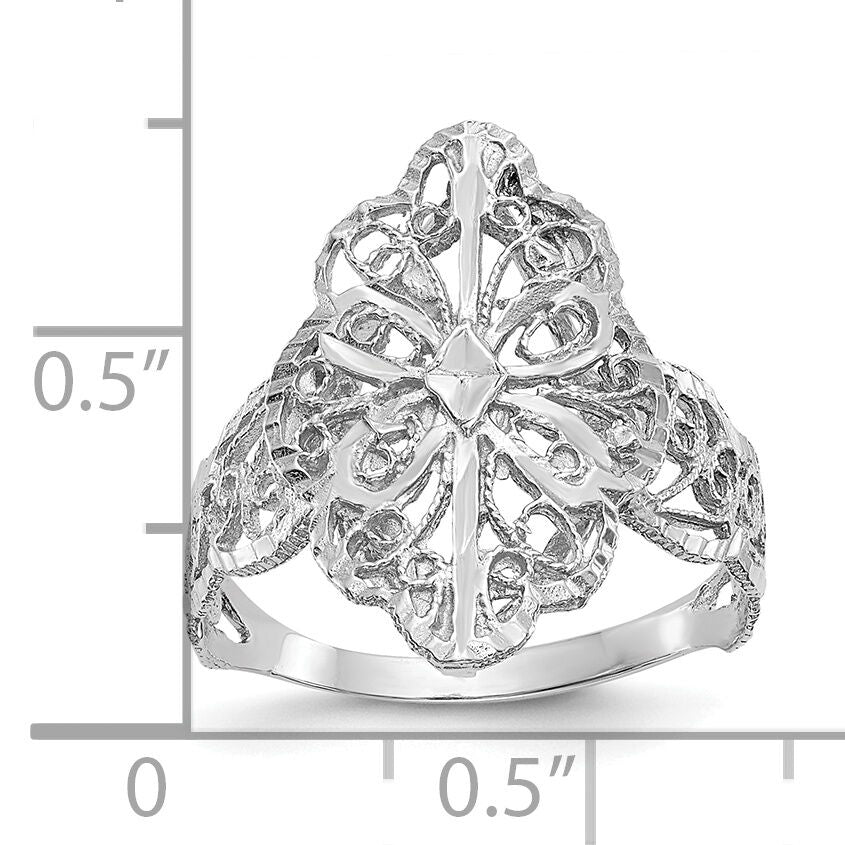 14K White Gold Diamond Cut Filigree Ring-K3880W