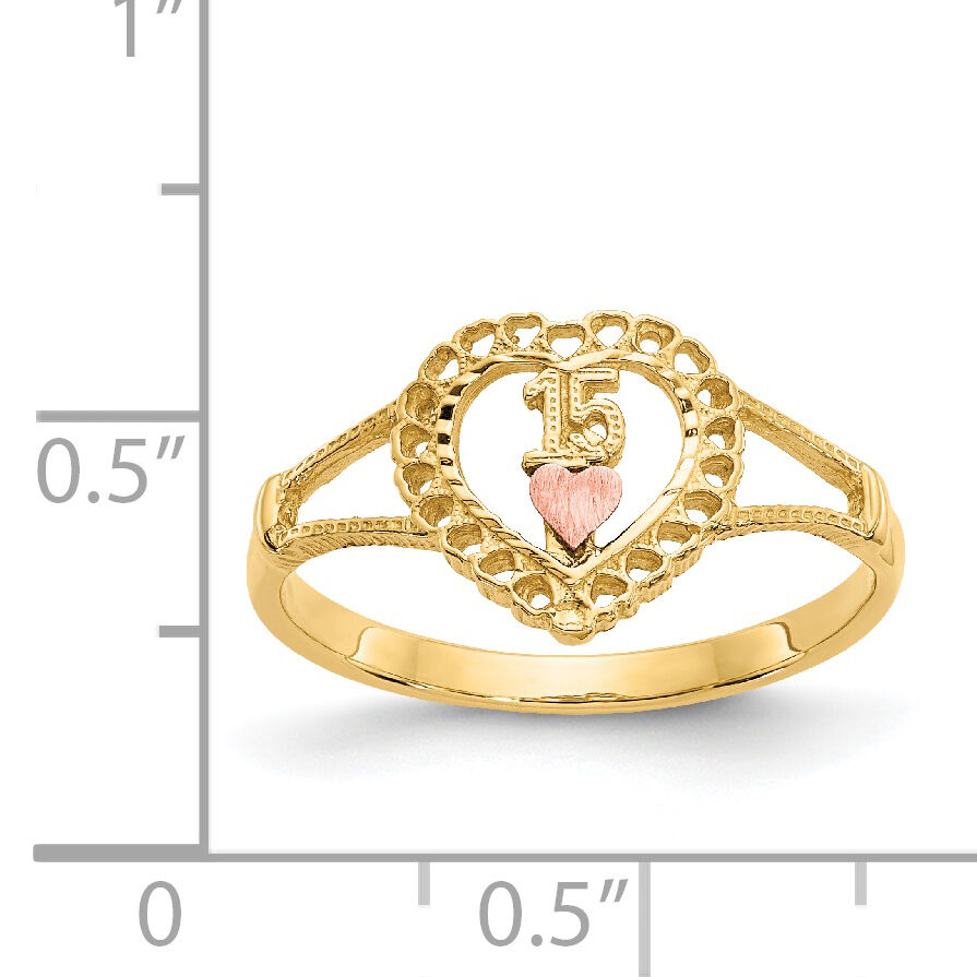 14K Two-tone 15 Heart Ring-K3883