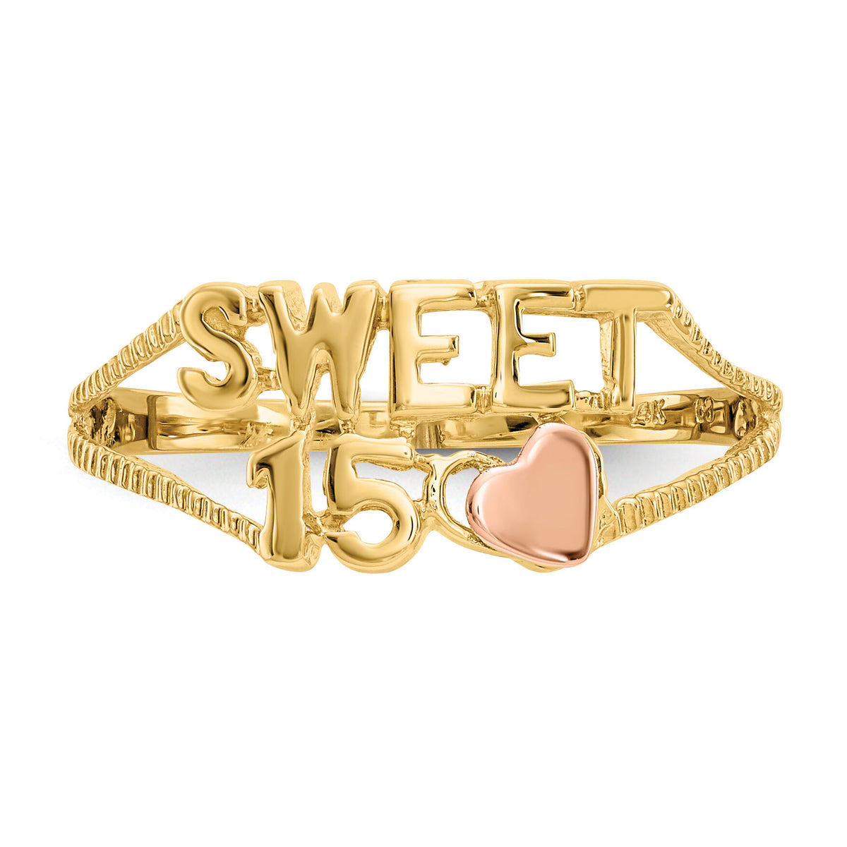 14K Two-tone Sweet 15 Heart Ring-K3884