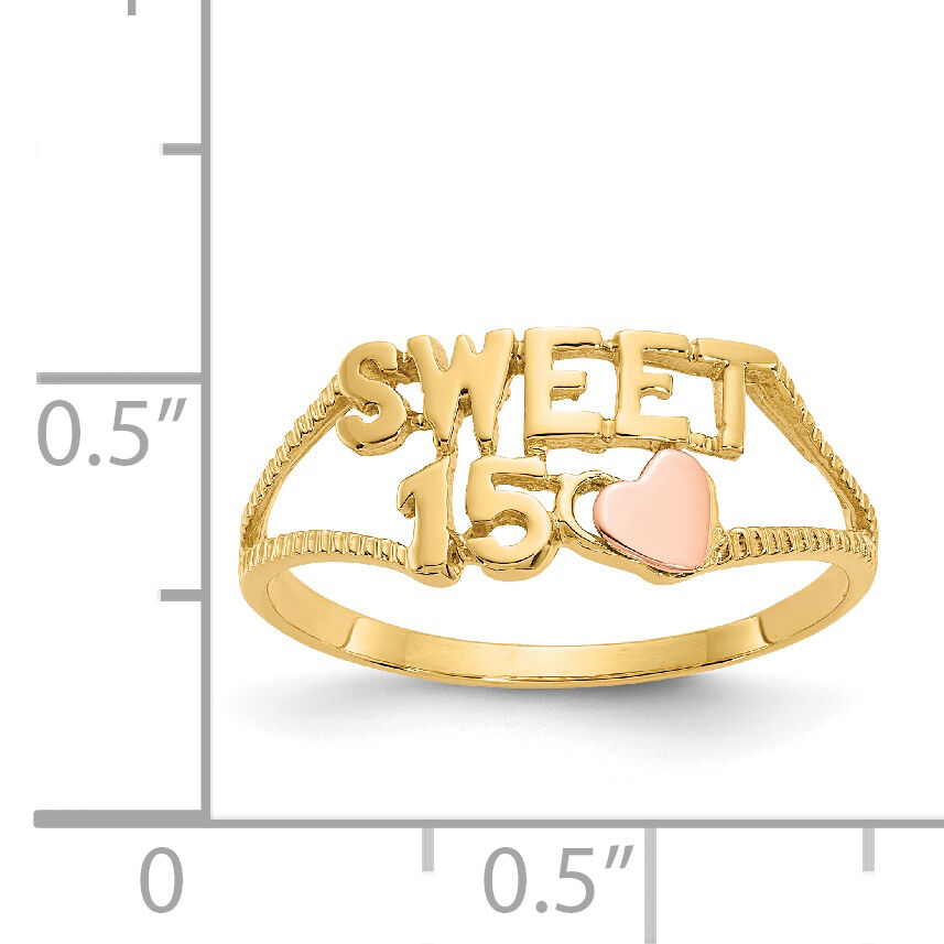 14K Two-tone Sweet 15 Heart Ring-K3884