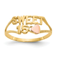 14K Two-tone Sweet 15 Heart Ring-K3884