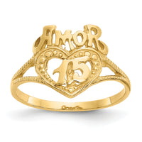 14K 15 Amor Heart Ring-K3885