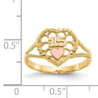 14K Two-tone Diamond Cut 15 Heart Ring-K3886