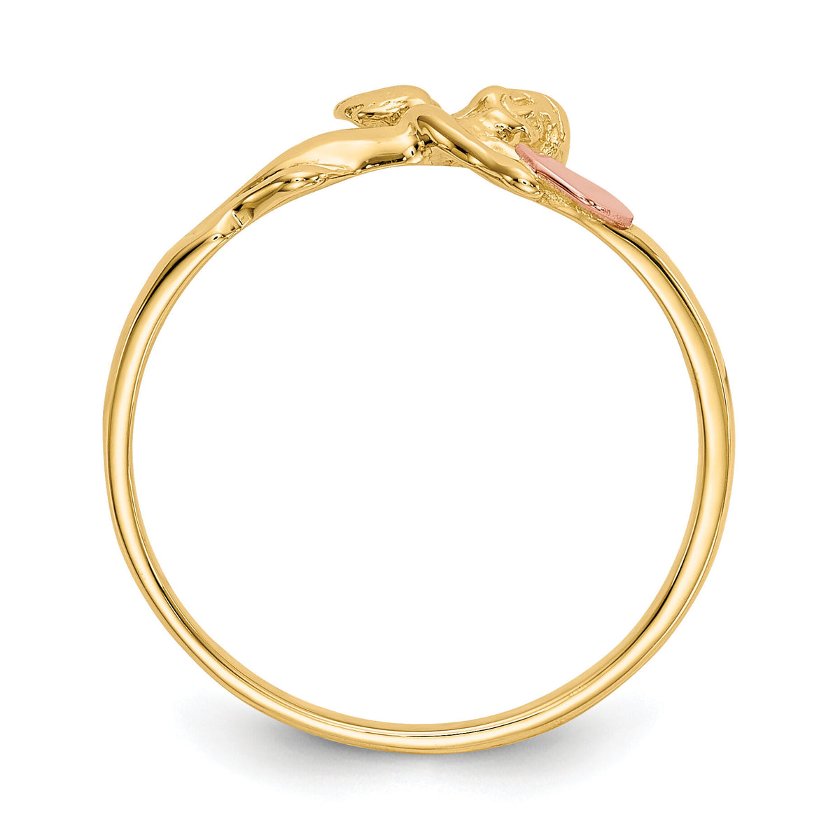 14K Two-tone Angel & Satin Heart Ring-K3891