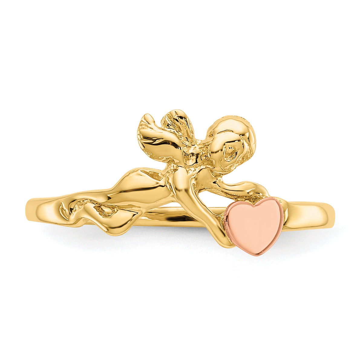 14K Two-tone Angel & Satin Heart Ring-K3891