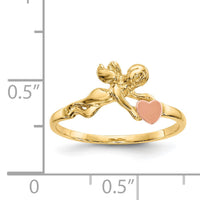 14K Two-tone Angel & Satin Heart Ring-K3891