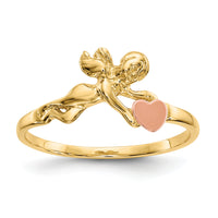 14K Two-tone Angel & Satin Heart Ring-K3891