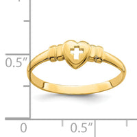 14k Heart w/Cut-Out Cross Ring-K3898