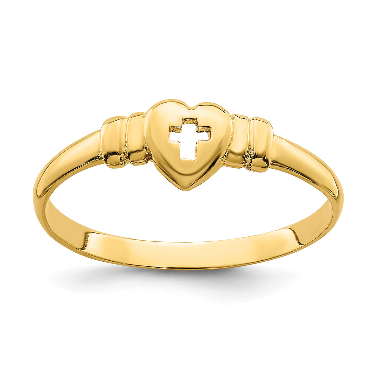 14k Heart w/Cut-Out Cross Ring-K3898