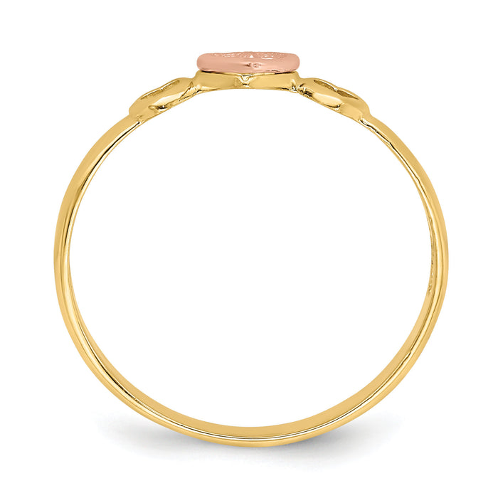 14k Rose and Yellow Gold Hearts Ring-K3899