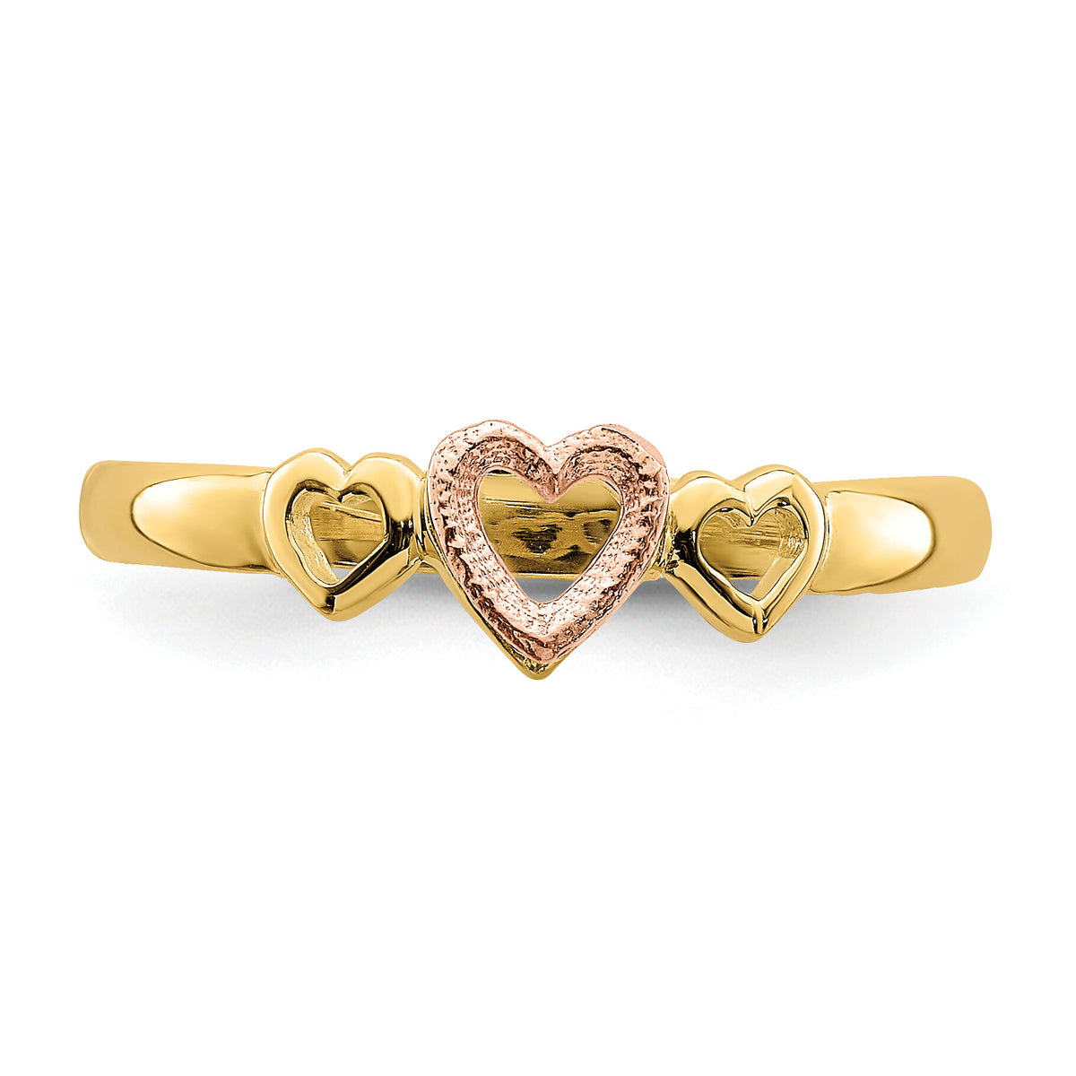 14k Rose and Yellow Gold Hearts Ring-K3899