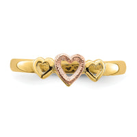 14k Rose and Yellow Gold Hearts Ring-K3899