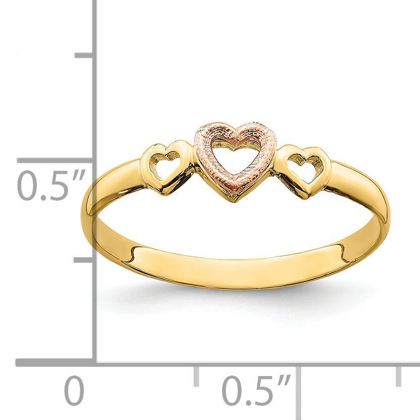 14k Rose and Yellow Gold Hearts Ring-K3899