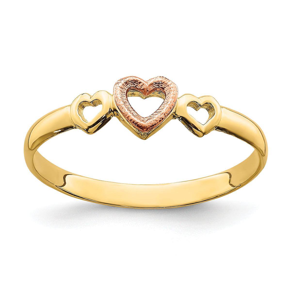14k Rose and Yellow Gold Hearts Ring-K3899