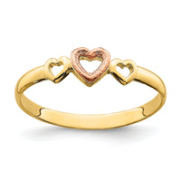 14k Rose and Yellow Gold Hearts Ring-K3899