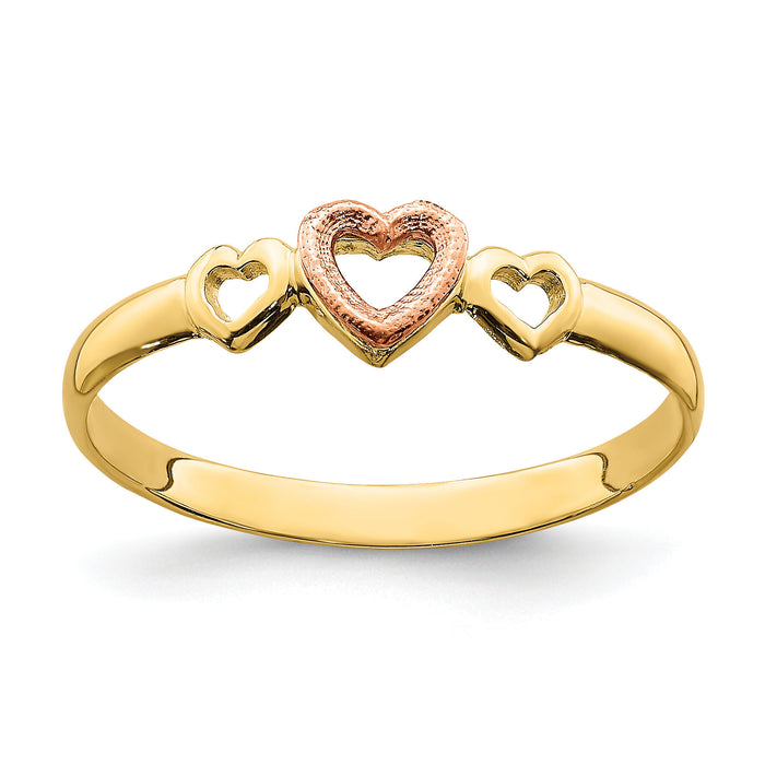 14k Rose and Yellow Gold Hearts Ring-K3899