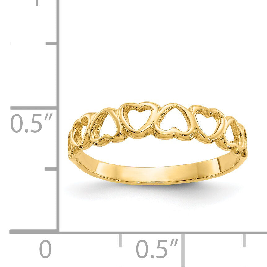 14k Polished Hearts Ring-K3900