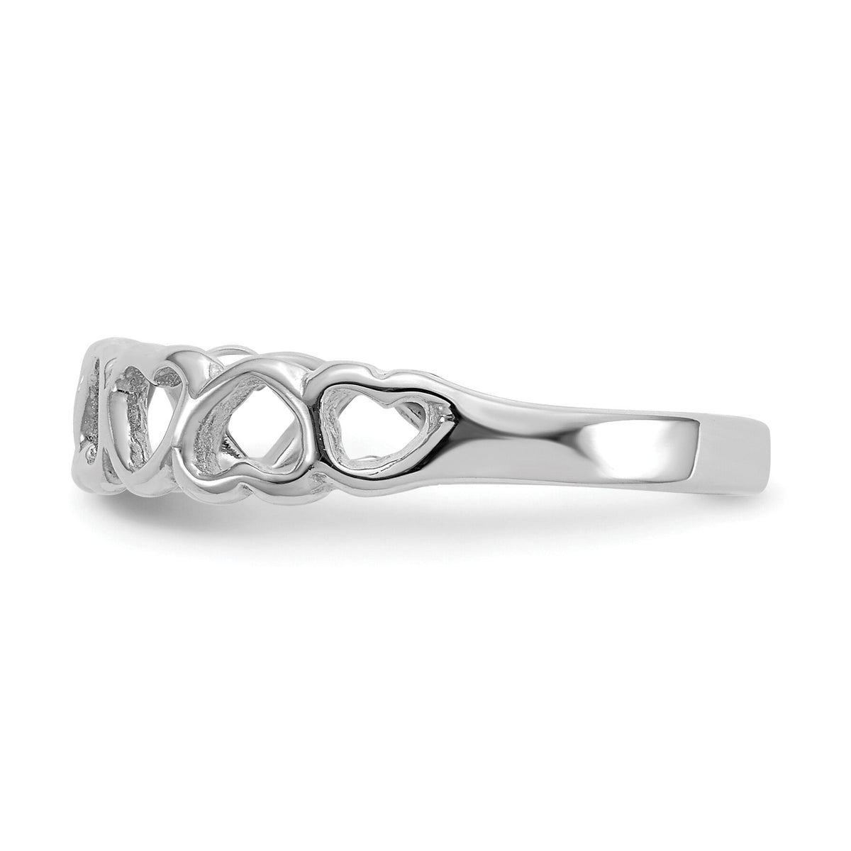 14K White Gold Polished Hearts Ring-K3900W