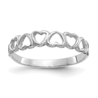 14K White Gold Polished Hearts Ring-K3900W