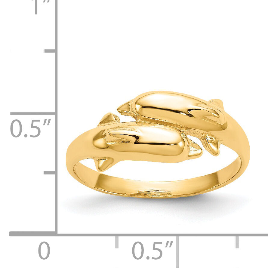 14k Double Dolphin Ring-K3922
