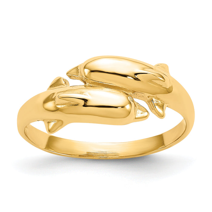 14k Double Dolphin Ring-K3922