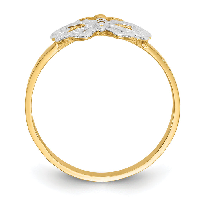 14k w/Rhodium Butterfly Ring-K3933