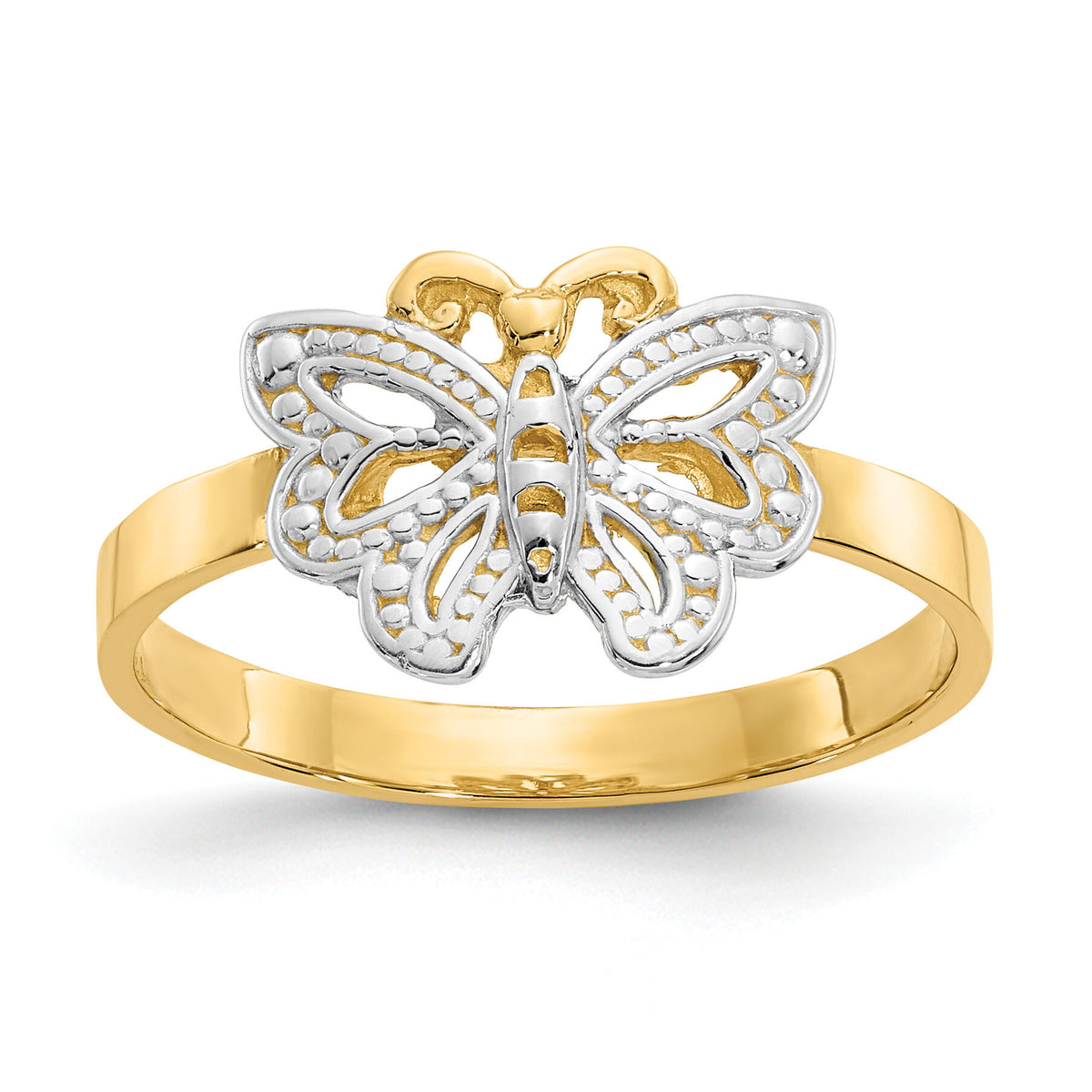 14k w/Rhodium Butterfly Ring-K3933