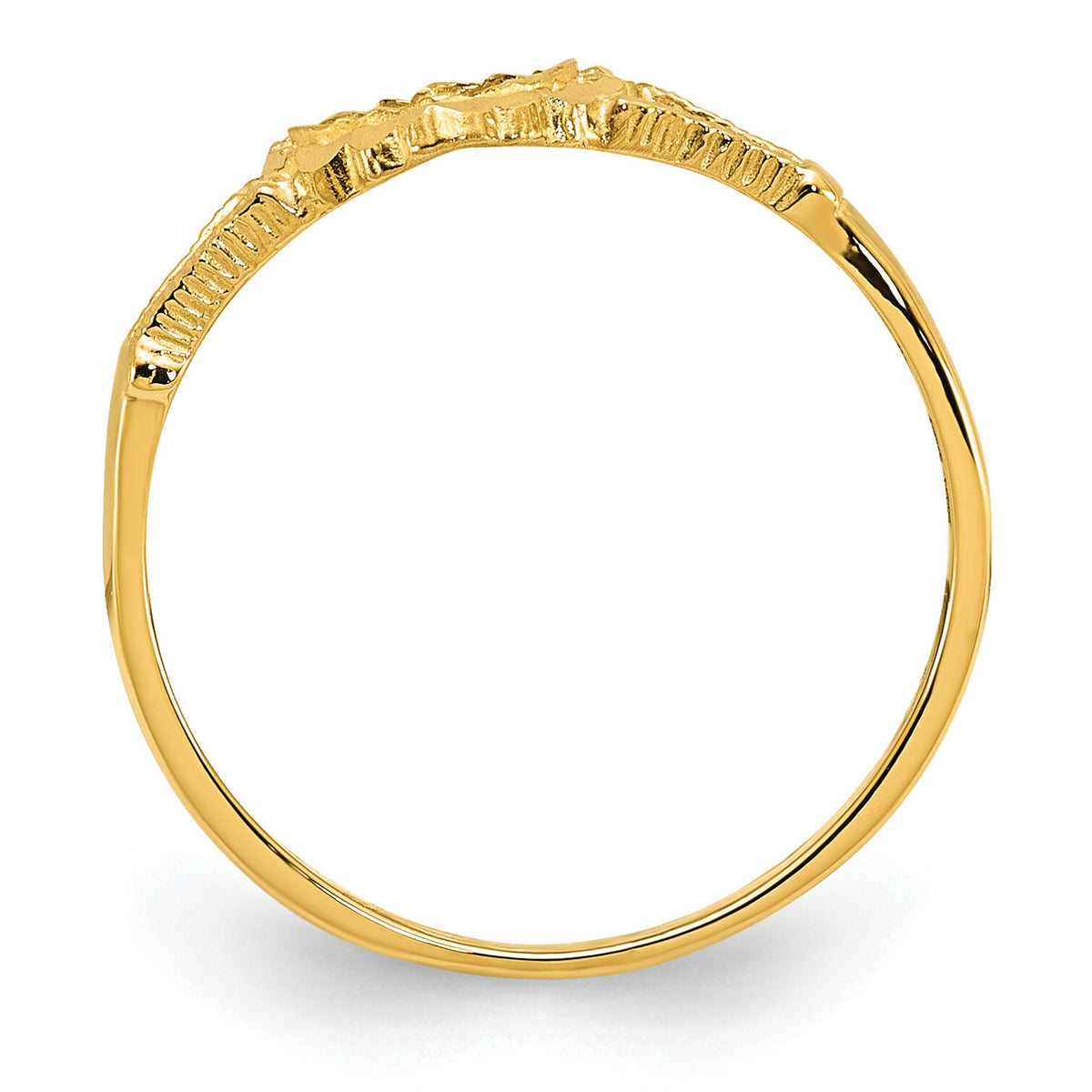 14K Diamond-Cut Childs Heart & Cross Ring-K3936