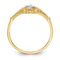 14K Two-tone Diamond Cut Cross Ring-K3939