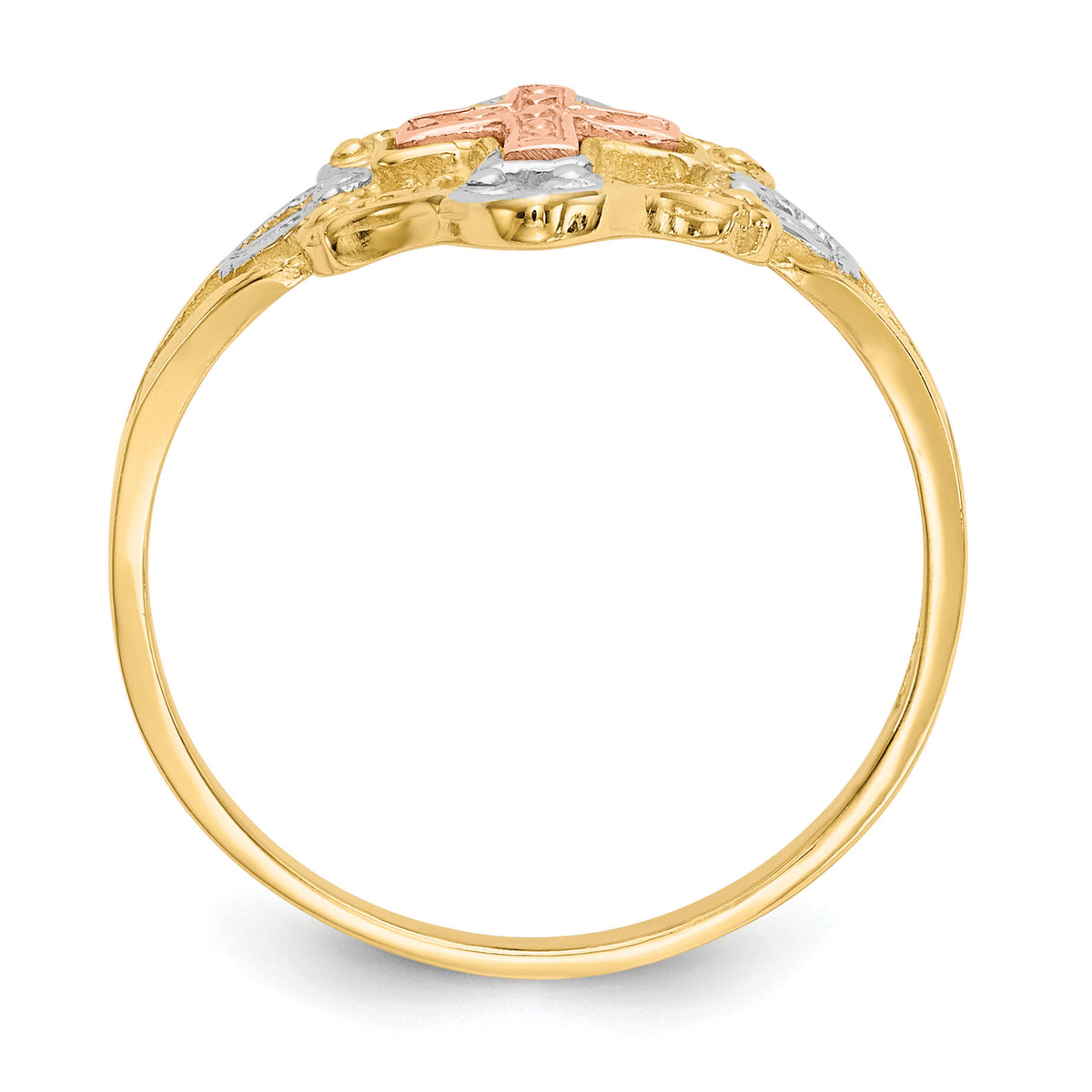 14K Two-tone w/White Rhodium Cross Ring-K3944