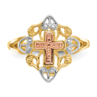 14K Two-tone w/White Rhodium Cross Ring-K3944