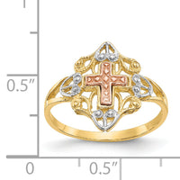 14K Two-tone w/White Rhodium Cross Ring-K3944